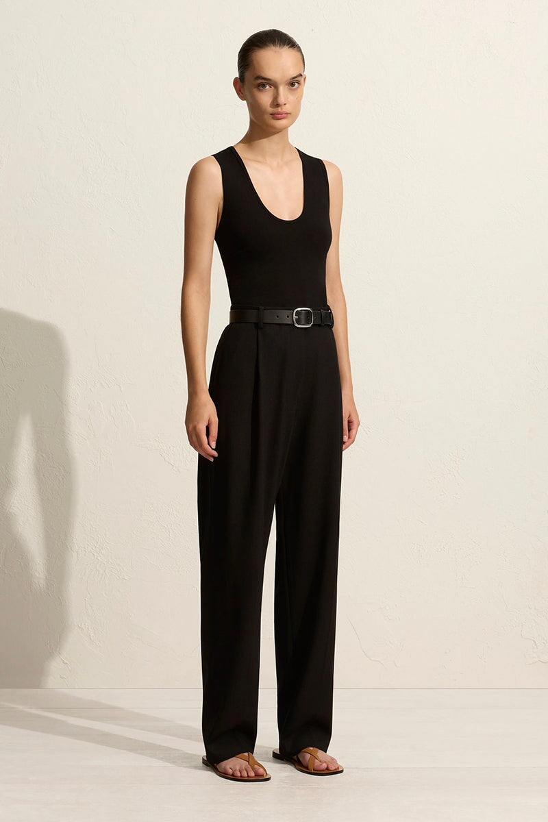HIGH WAIST PLEAT PANT-BLACK Pants Matteau