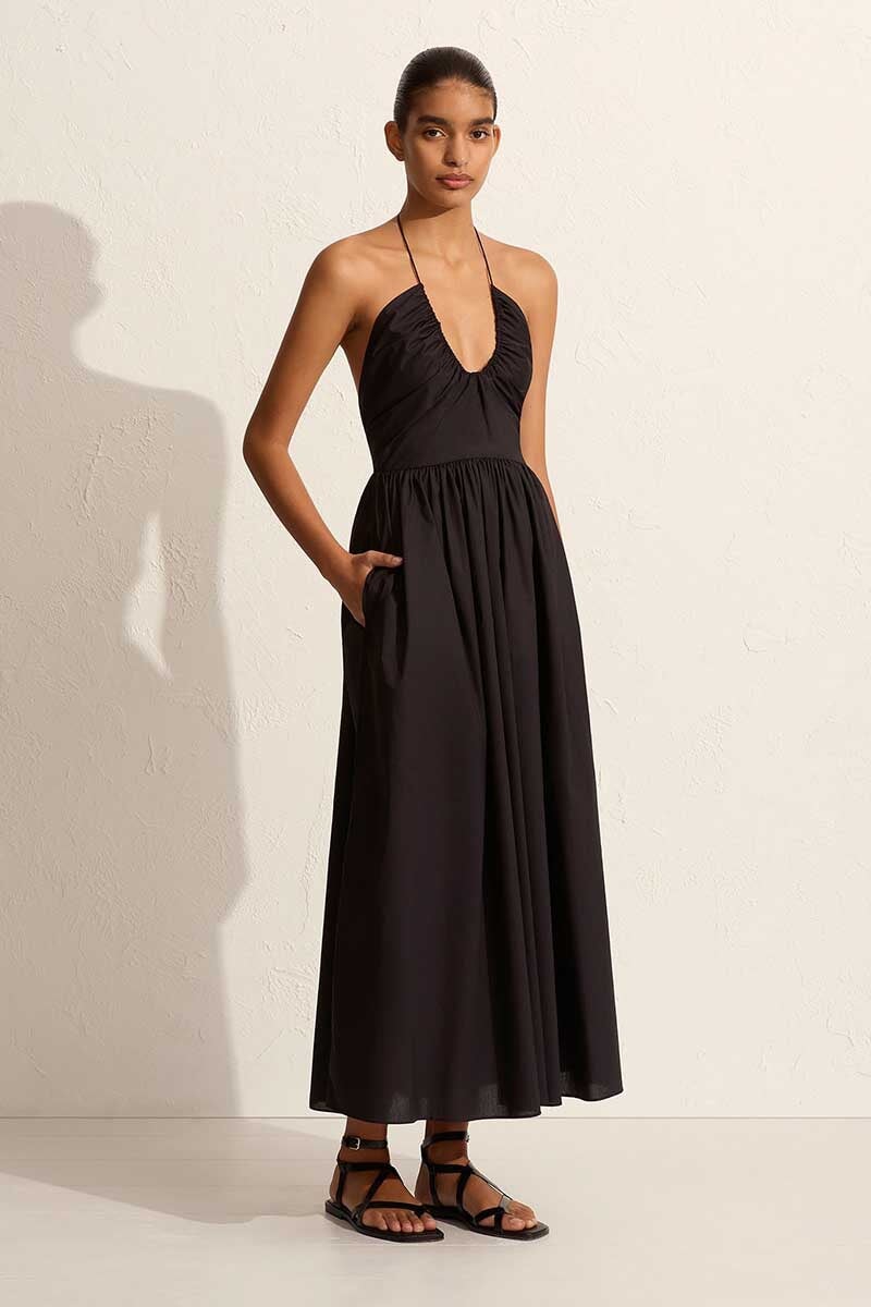 DRAWCORD HALTER SUNDRESS-BLACK Dress Matteau