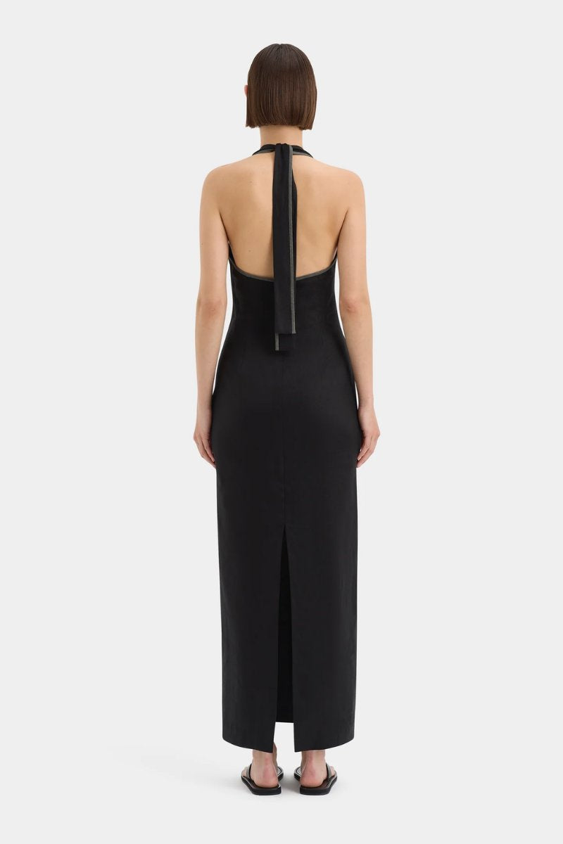 VIOLET HALTER MIDI DRESS-BLACK Midi Dress SIR.