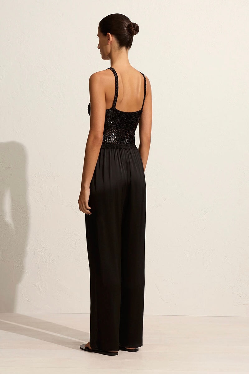 RELAXED SATIN PANT-BLACK Pants Matteau