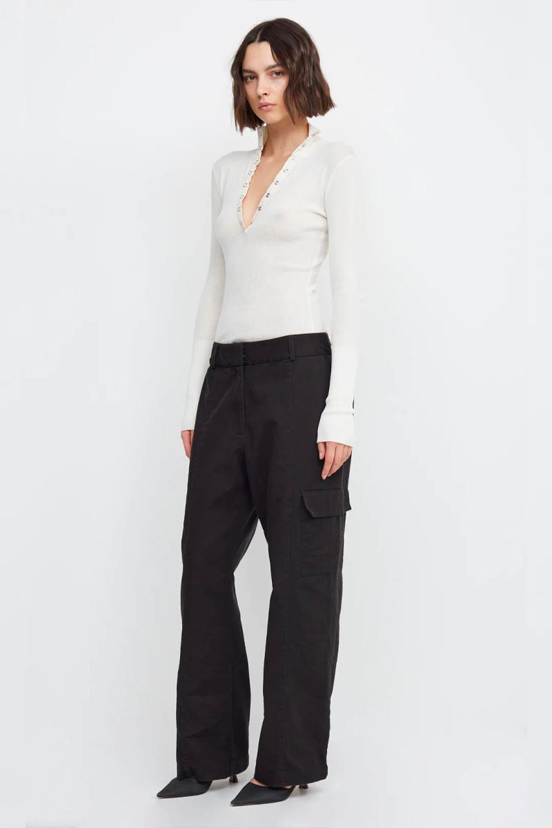 MEADOW SNAP LS KNIT TOP-IVORY Tops Bec and Bridge