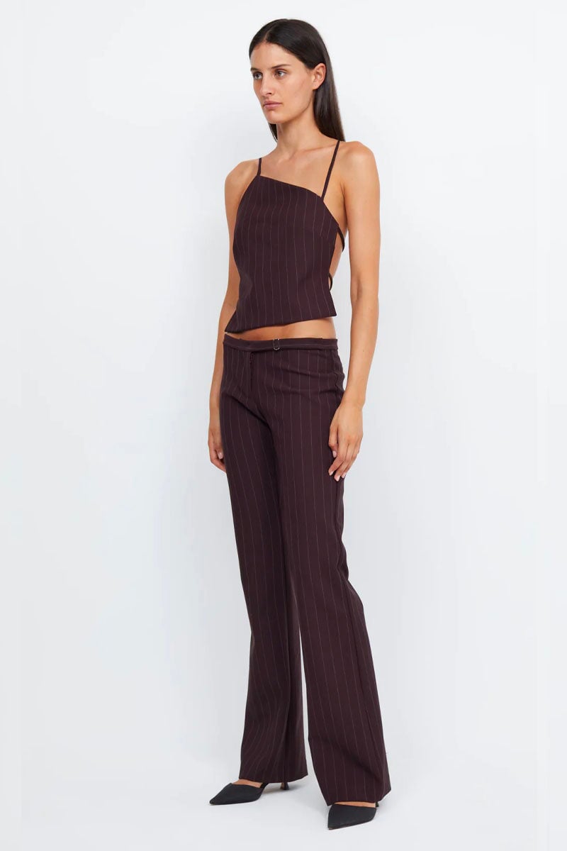 JADE ASYM TOP-PLUM PINSTRIPE Tops Bec and Bridge