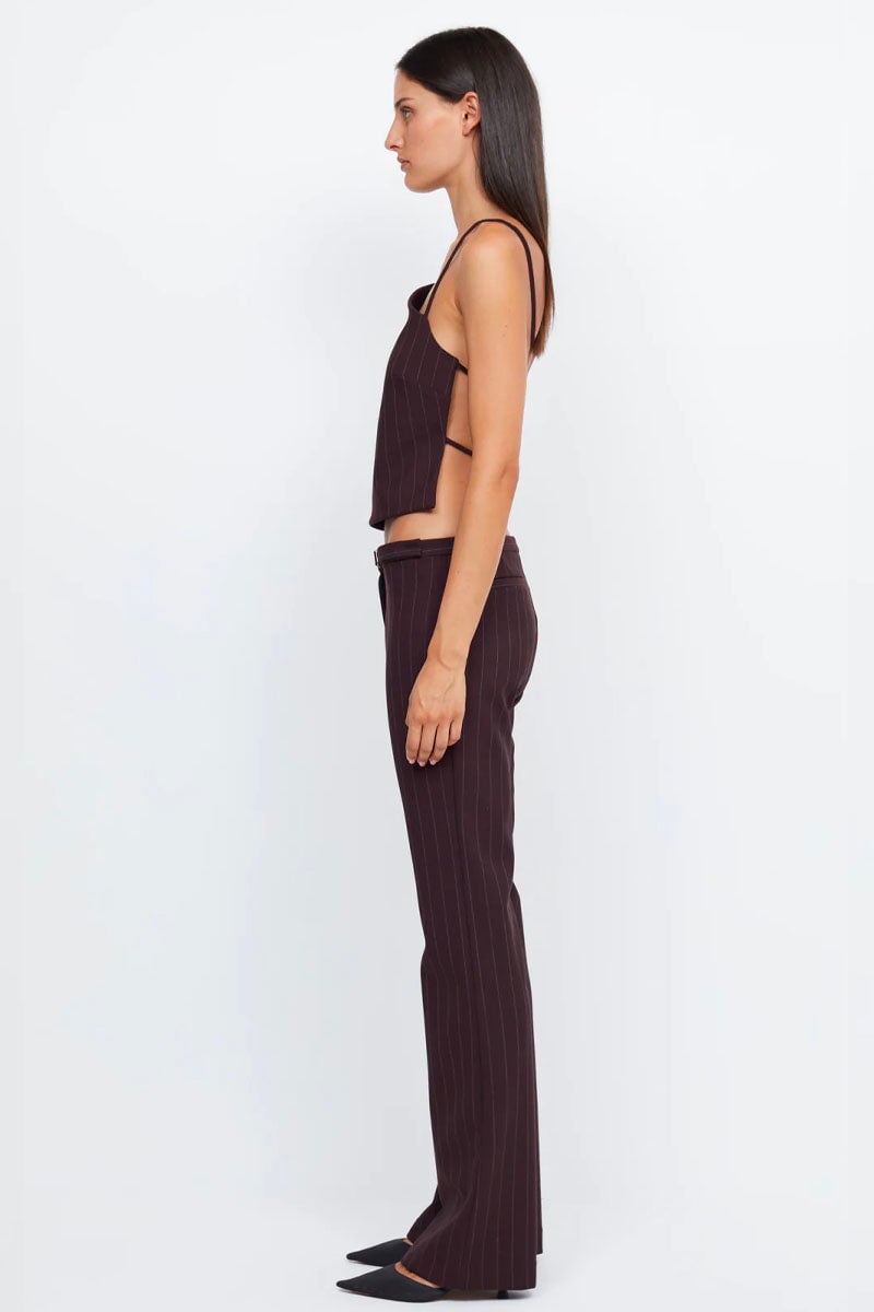 JADE STRAIGHT LEG PANT-PLUM PINSTRIPE Pants Bec and Bridge