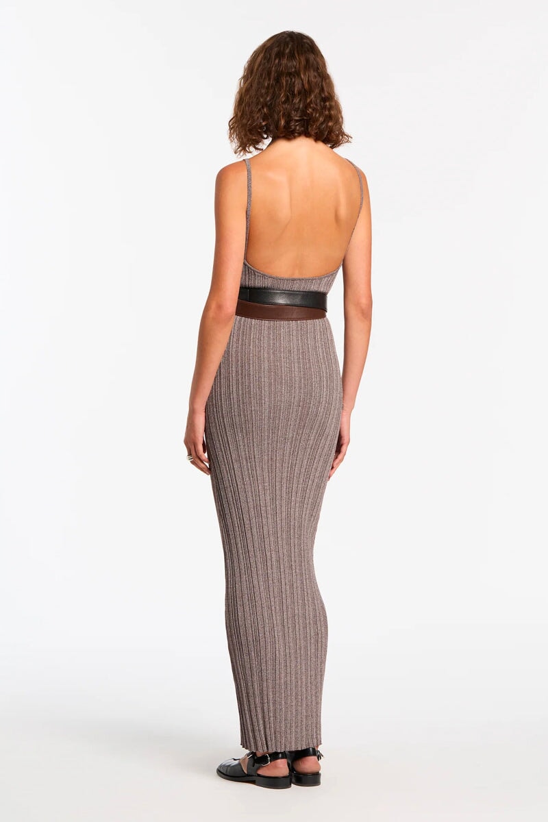 IMPASTO RIBBED HALTER MIDI DRESS-CHOCOLATE Dress SIR.