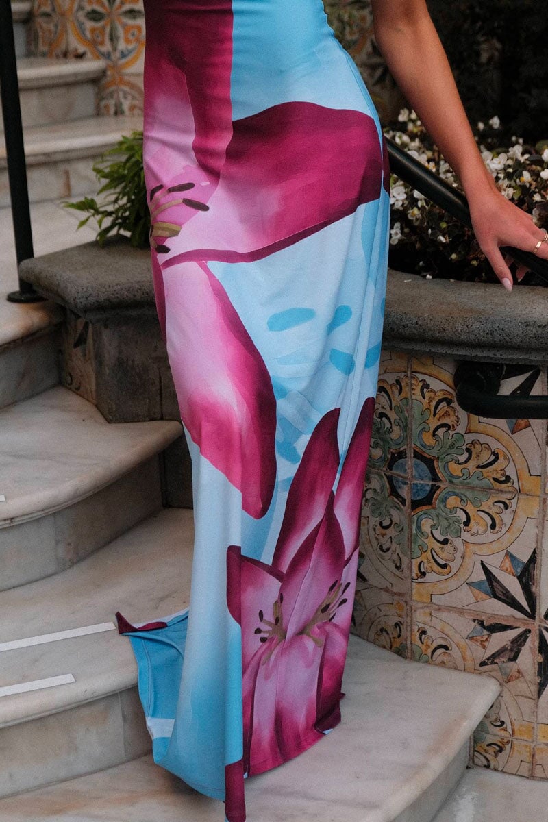 SLIP DRESS-SKY LILY FLORAL Dress With Harper LU