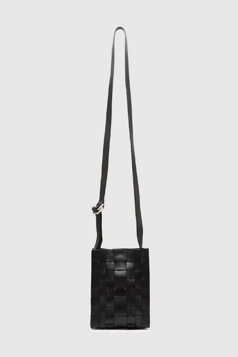 WOVEN BOXY SLING POUCH-BLACK Bags ST AGNI OS Black