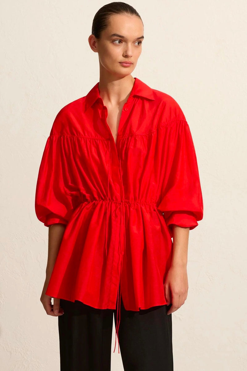DRAWCORD TUNIC-ROSSO Shirts Matteau 1 Rosso