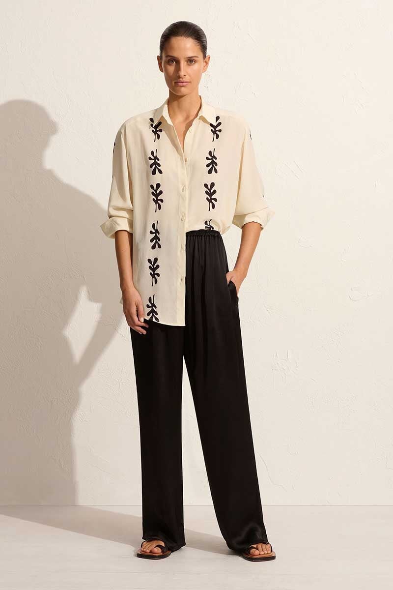 LONG SLEEVE SILK SHIRT-FIG LEAF IVORY Tops Matteau