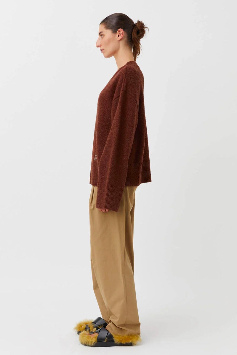 BAUER V NECK SWEATER-REDWOOD Sweats Camilla and Marc