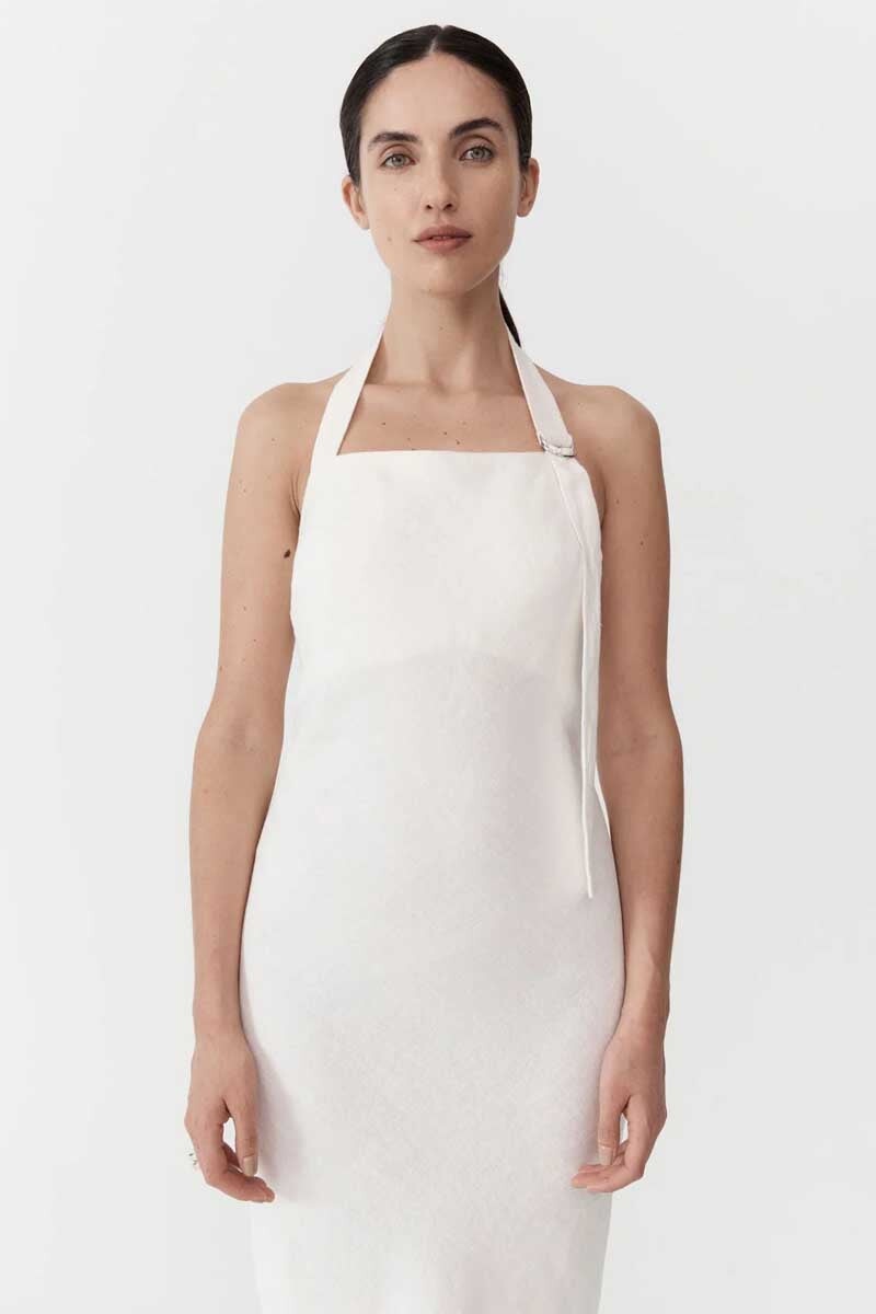 LINEN BIAS MAXI DRESS-IVORY Dress ST AGNI