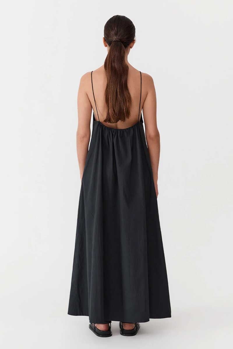 RELAXED DRAWSTRING DRESS-BLACK Dress ST AGNI