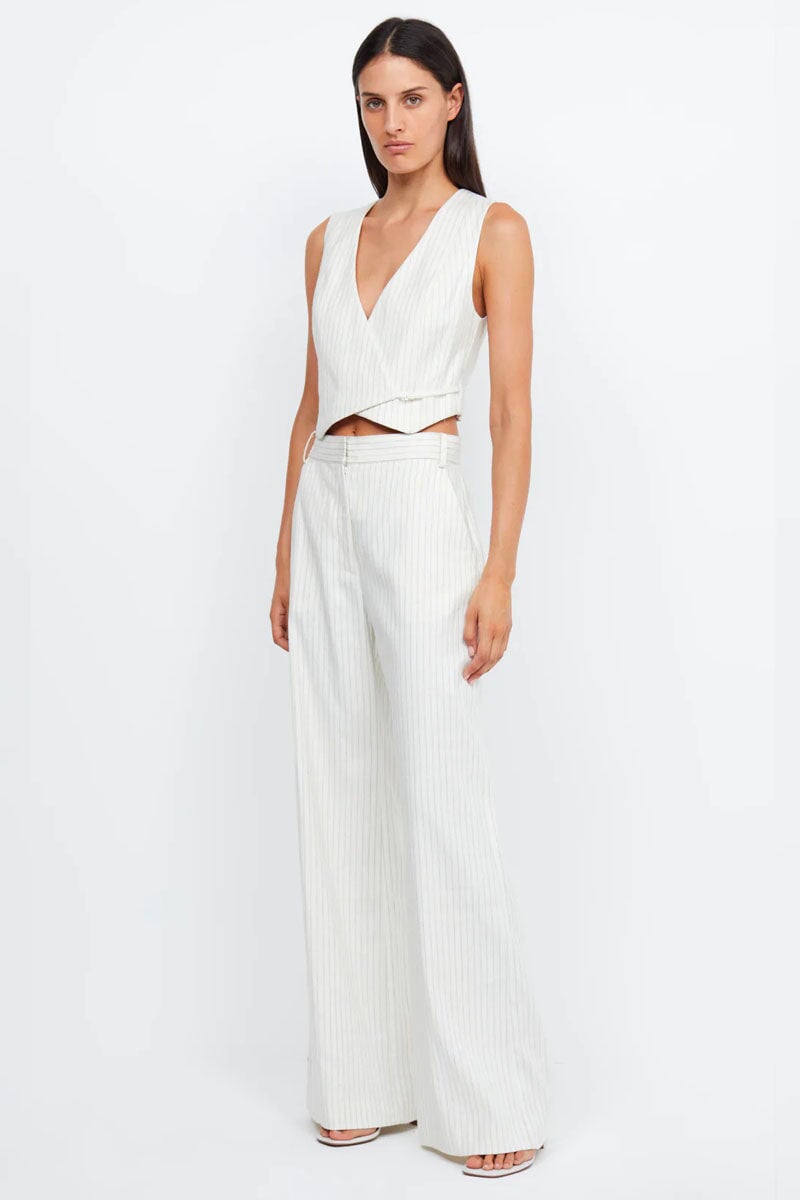 LOU PINSTRIPE VEST-IVORY PINSTRIPE Jackets Bec and Bridge