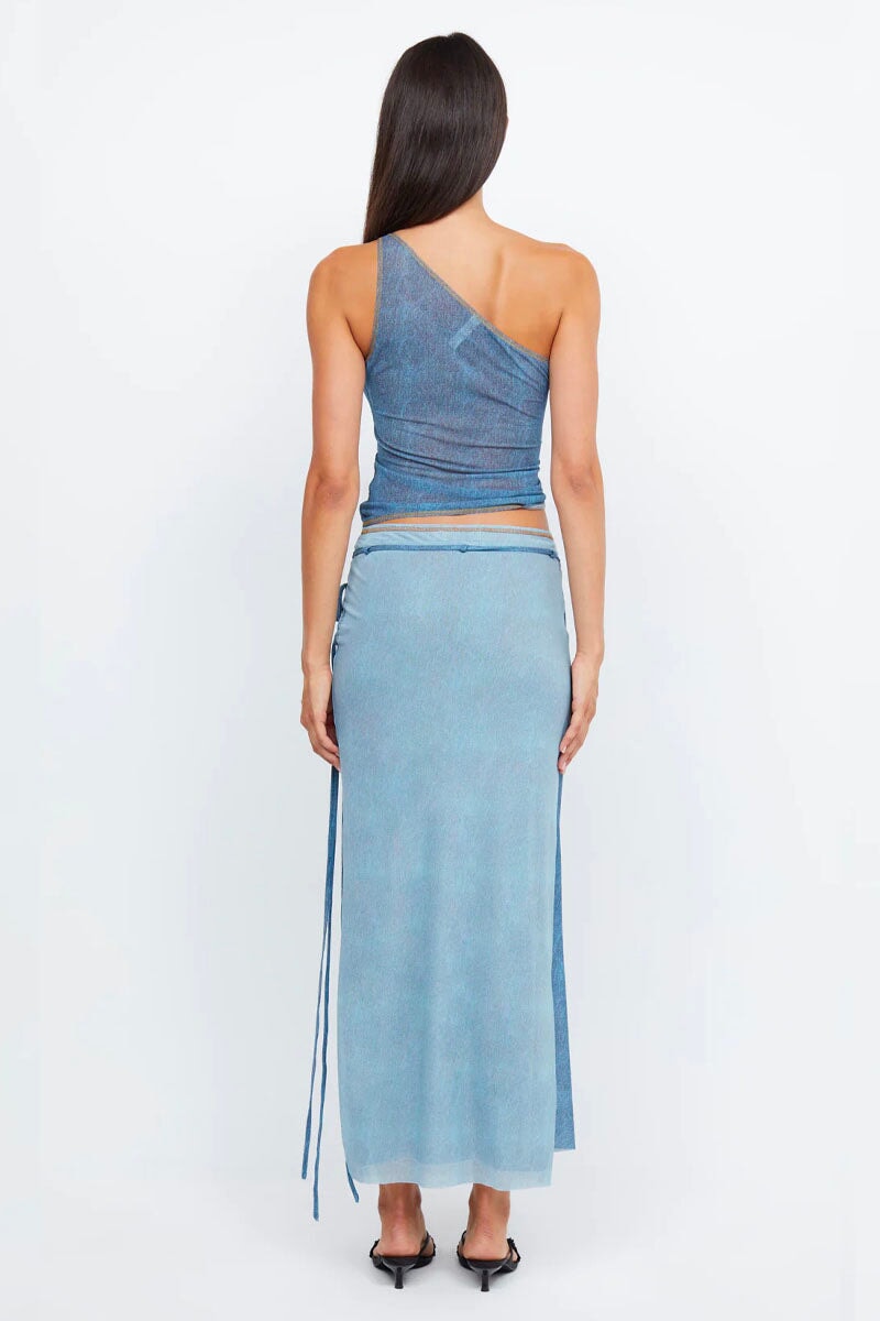 NOLA ASYM TOP-SPLICED DENIM Tops Bec and Bridge