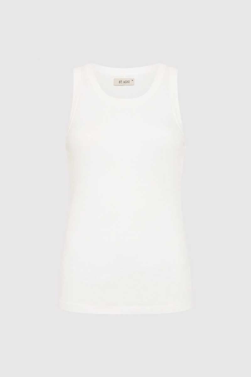 ORGANIC COTTON SINGLET-WHITE Tops ST AGNI XS White