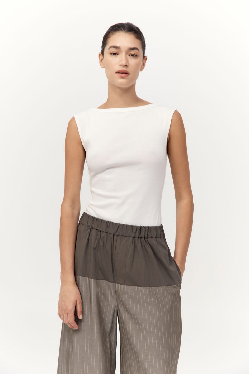 ORGANIC COTTON BALLERINA TOP-WHITE Tops ST AGNI