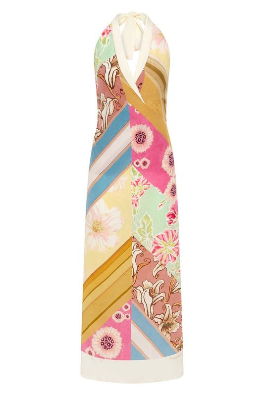HALTER TIE GOWN-KALEIDOSCOPE Midi Dress ANTIPODEAN