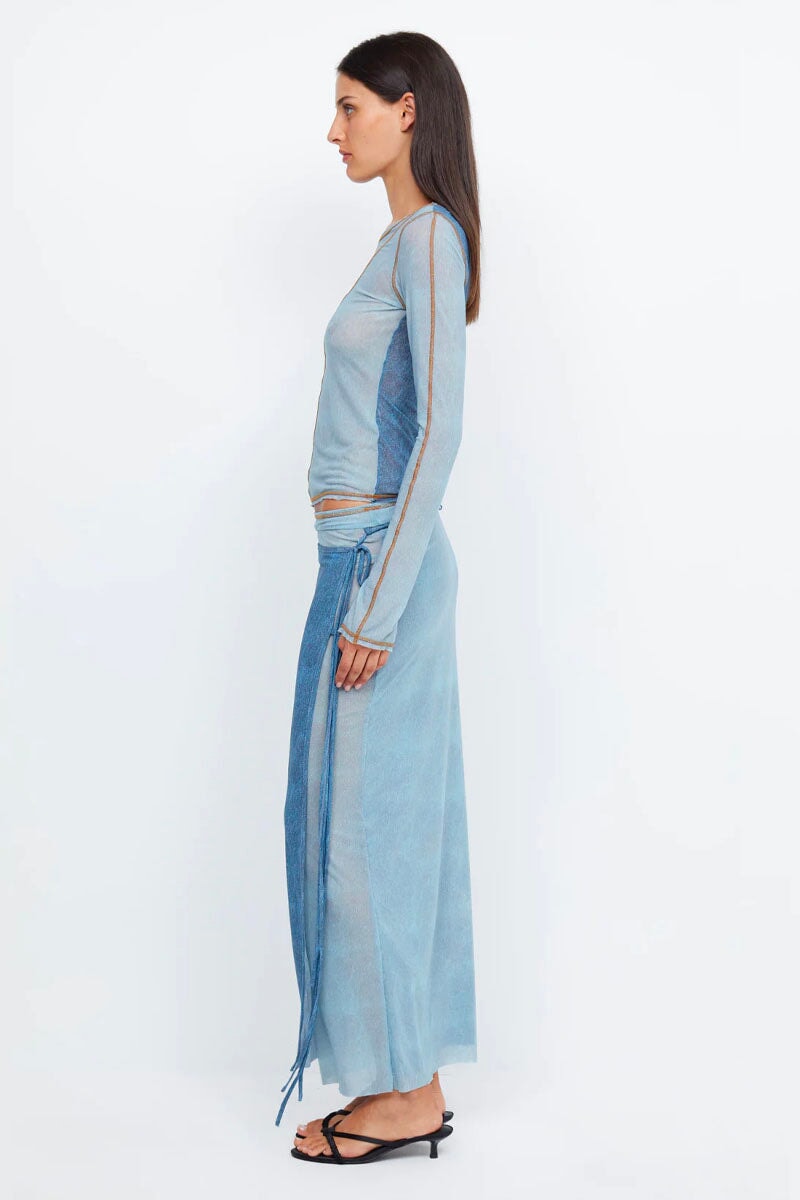 HAYDEN L/S TOP-SPLICED DENIM Tops Bec and Bridge