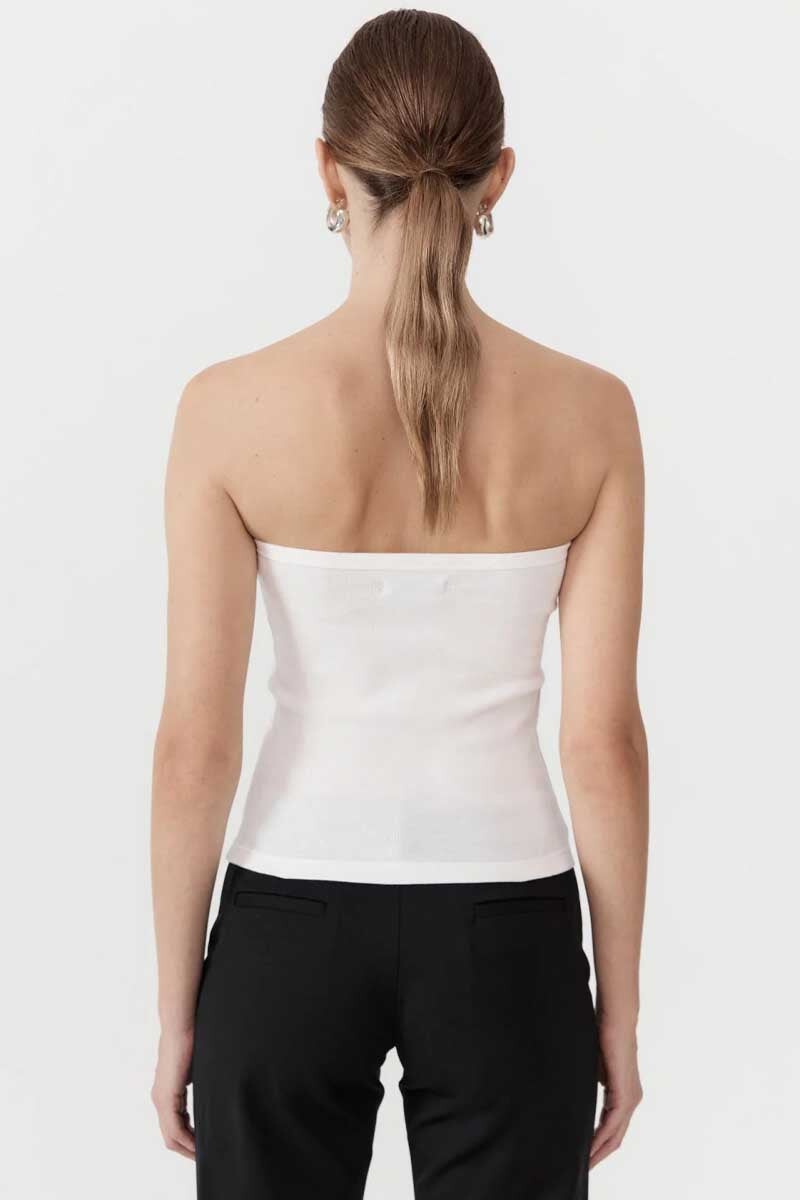ORGANIC COTTON STRAPLESS TOP-WHITE Tops ST AGNI