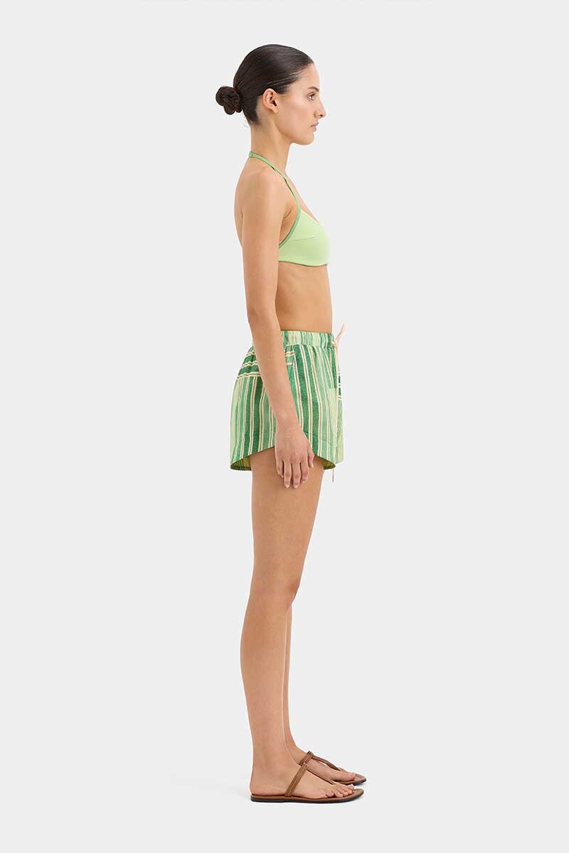 MARISOL CORDED SHORT-GREEN PATCHWORK STRIPE Shorts SIR.