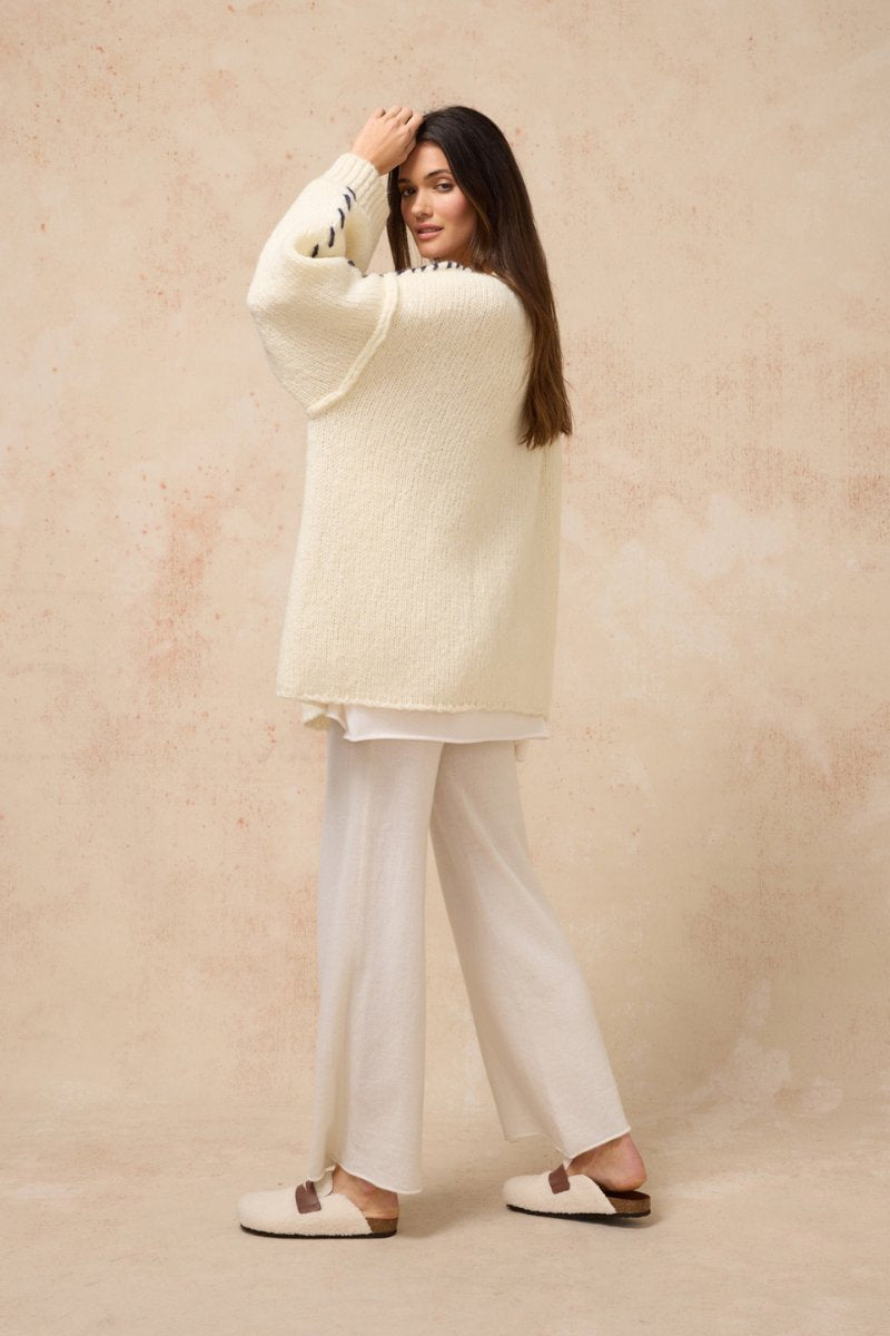BISOU CARDIGAN-OFF WHITE Knitwear Estilo Emporio