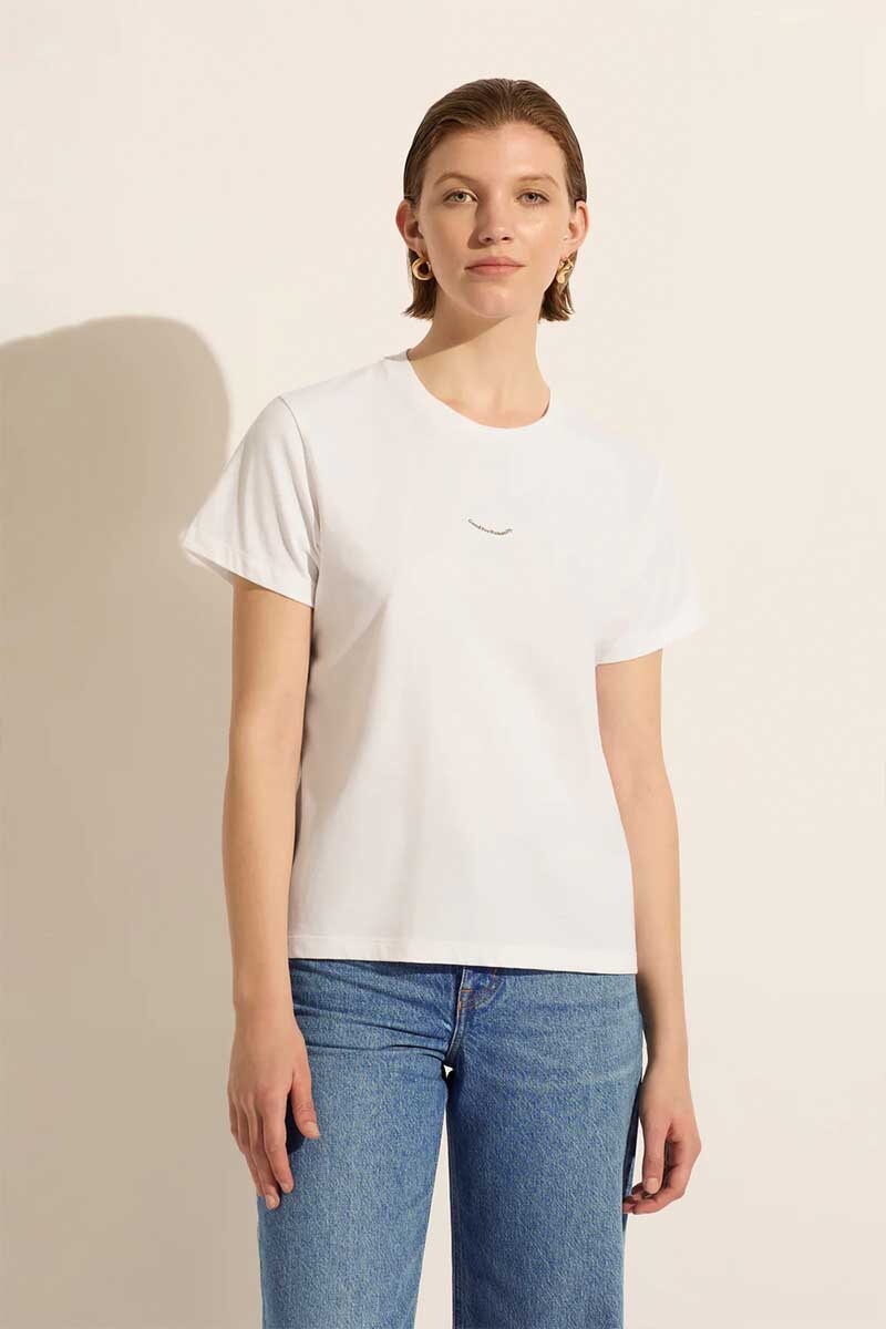 GOOD FOR HUMANITY TEE-WHITE/ARMY Tops Outland Denim XS White Army