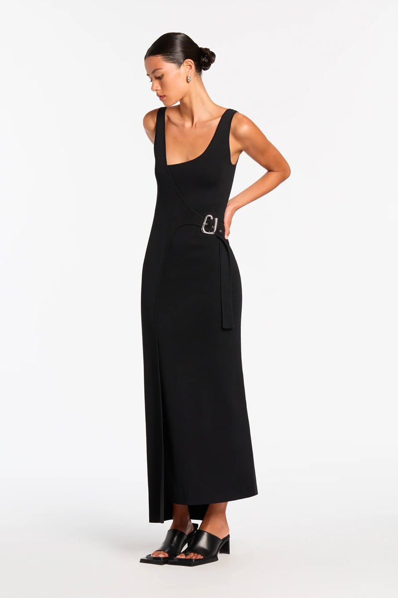 MODERNIST BELTED MIDI DRESS-NOIR Dress SIR.