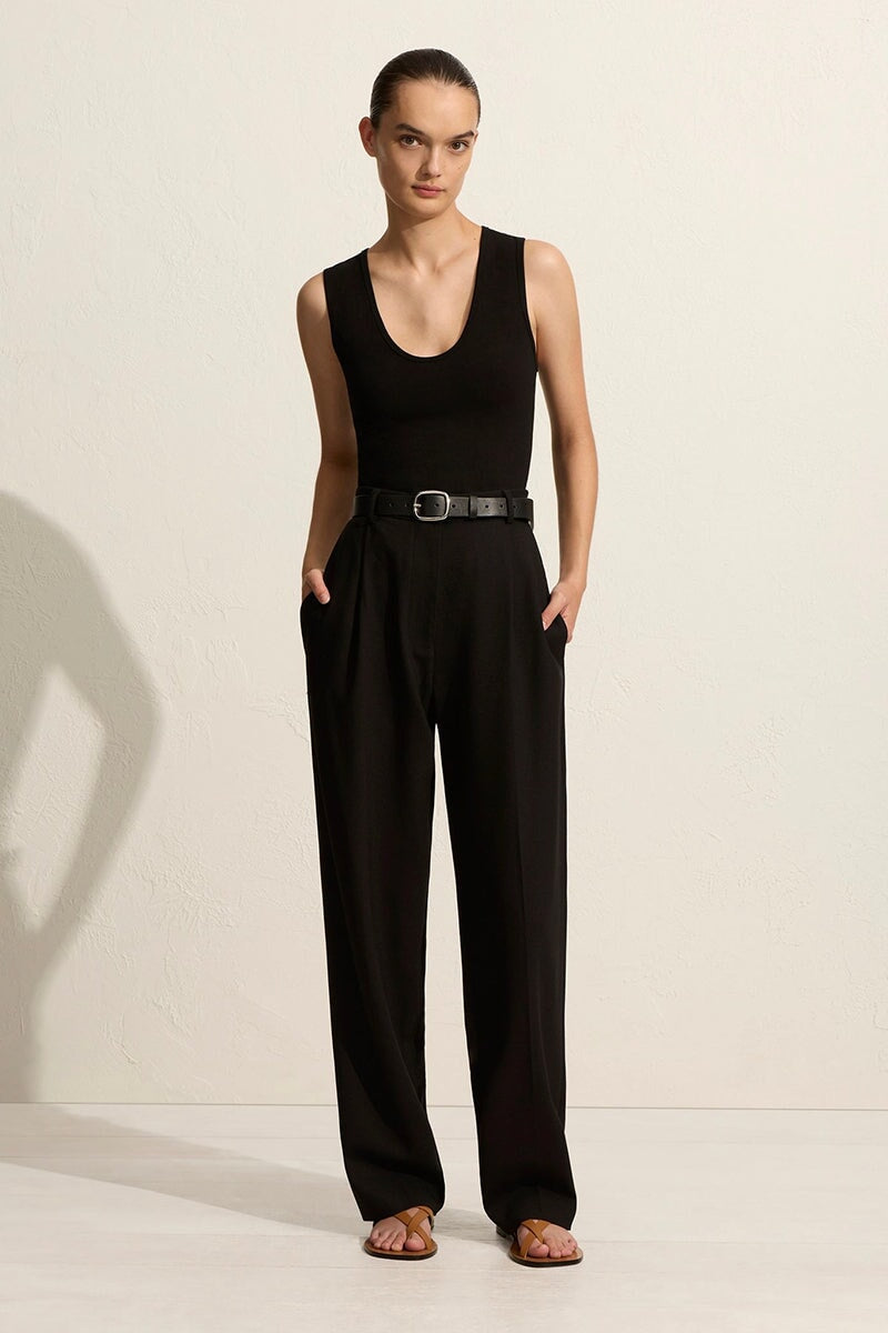 HIGH WAIST PLEAT PANT-BLACK Pants Matteau 1 Black