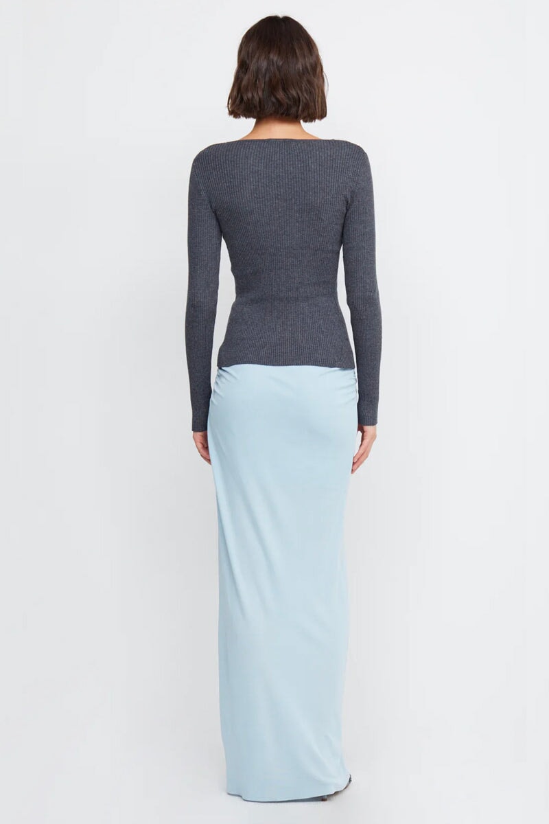 SAPPHIRA KNIT CARDIGAN-CHARCOAL MARLE Knitwear Bec and Bridge