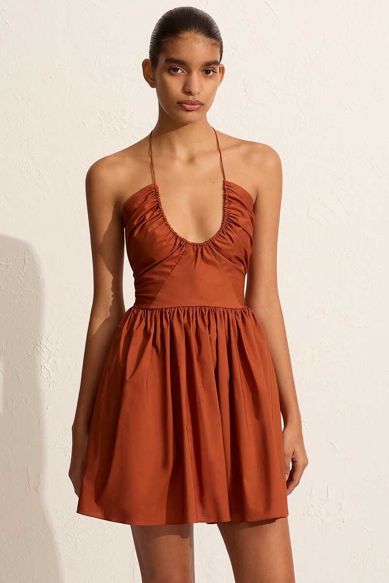 DRAWCORD HALTER MINI DRESS-SIENNA Dress Matteau 1 Sienna