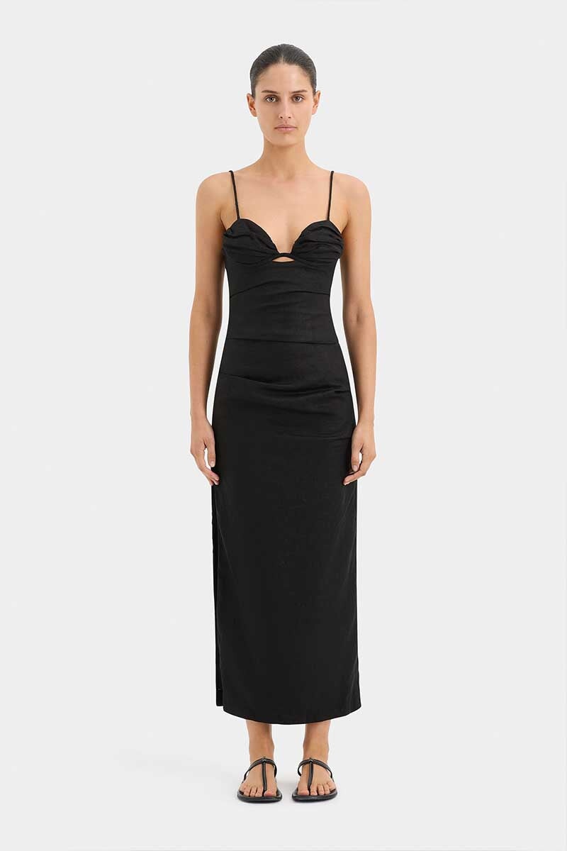 NOEMI BALCONETTE MIDI DRESS-BLACK Dress SIR. 0 Black