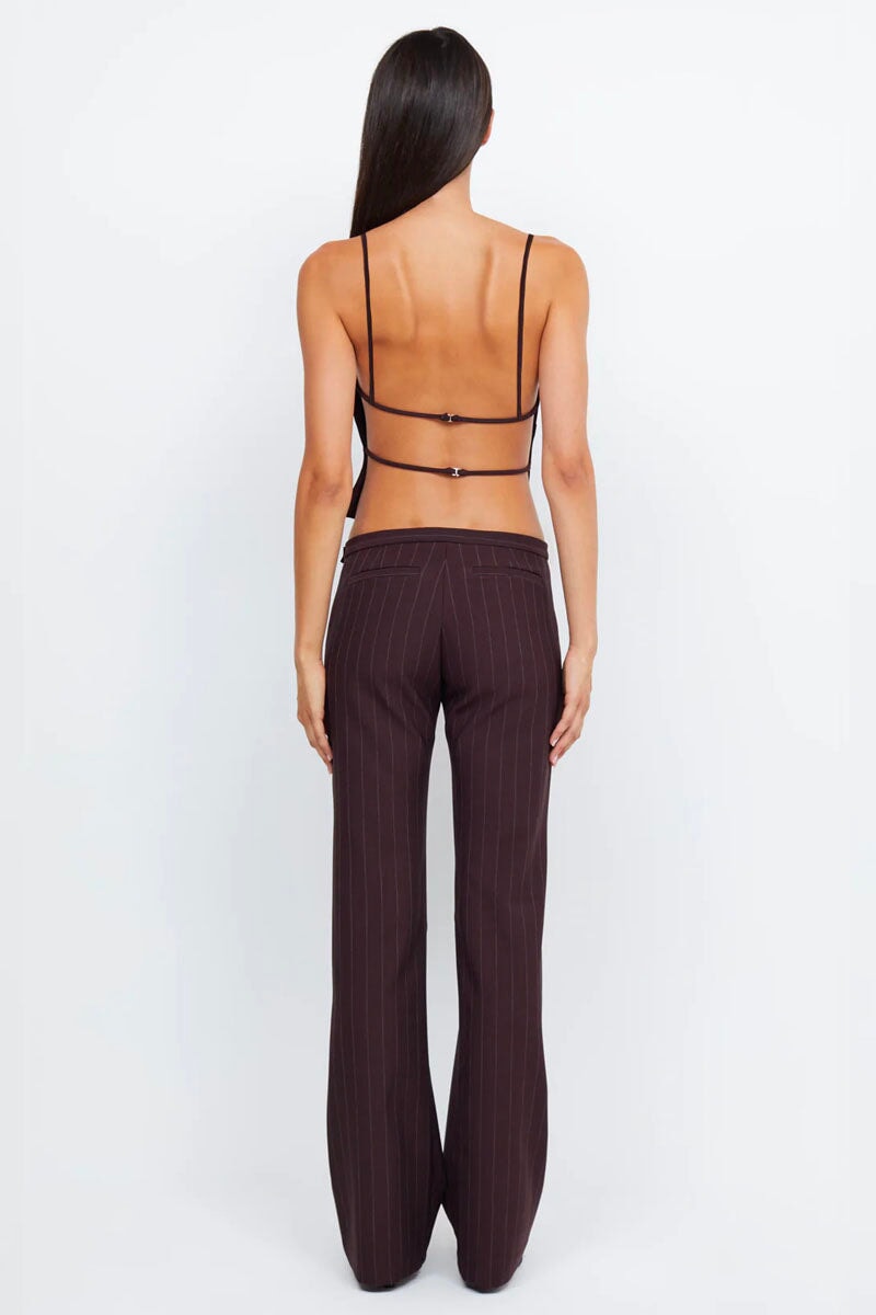 JADE STRAIGHT LEG PANT-PLUM PINSTRIPE Pants Bec and Bridge