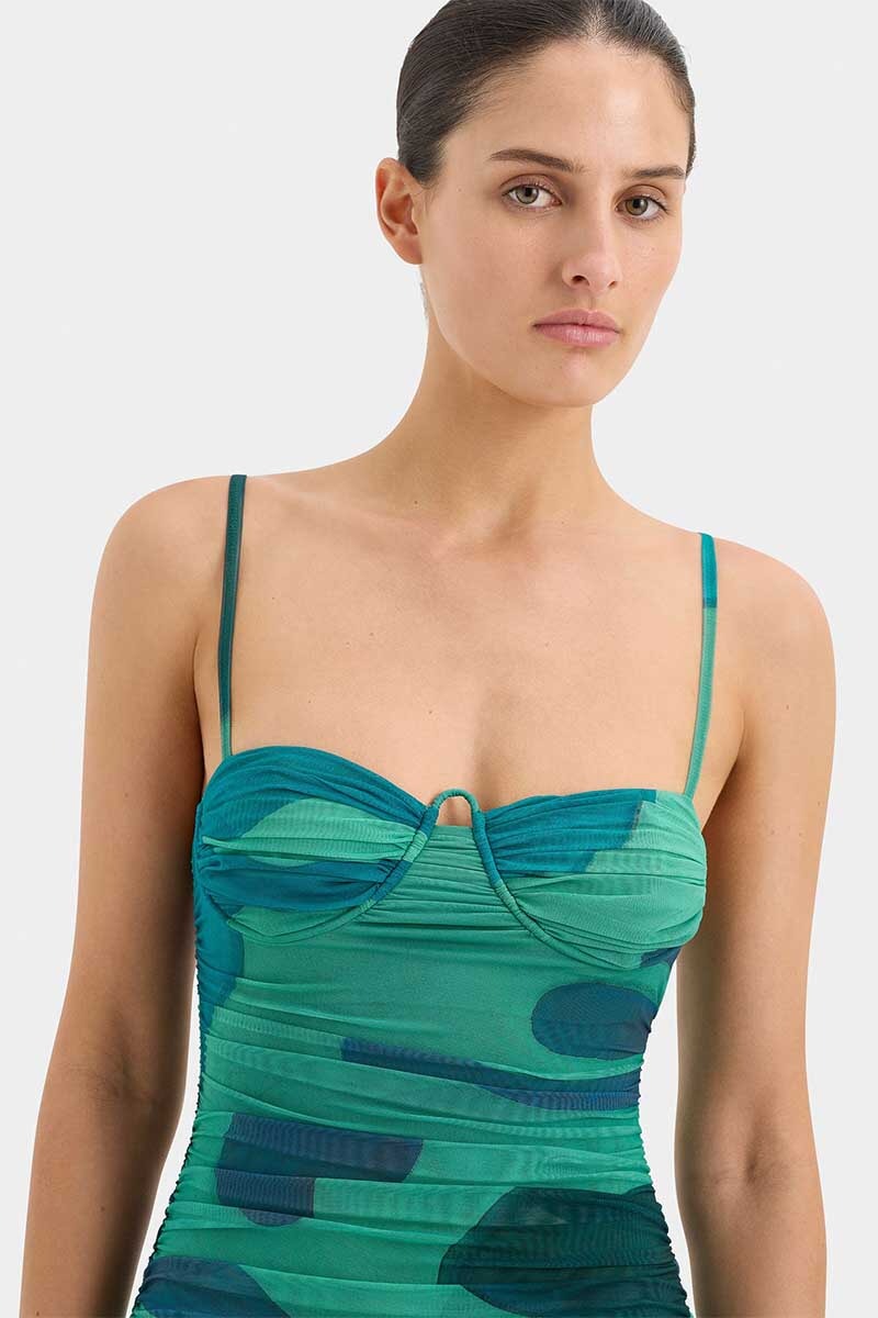 FRANKIE GATHERED MIDI DRESS-EMERALD REFLECTION Dress SIR.