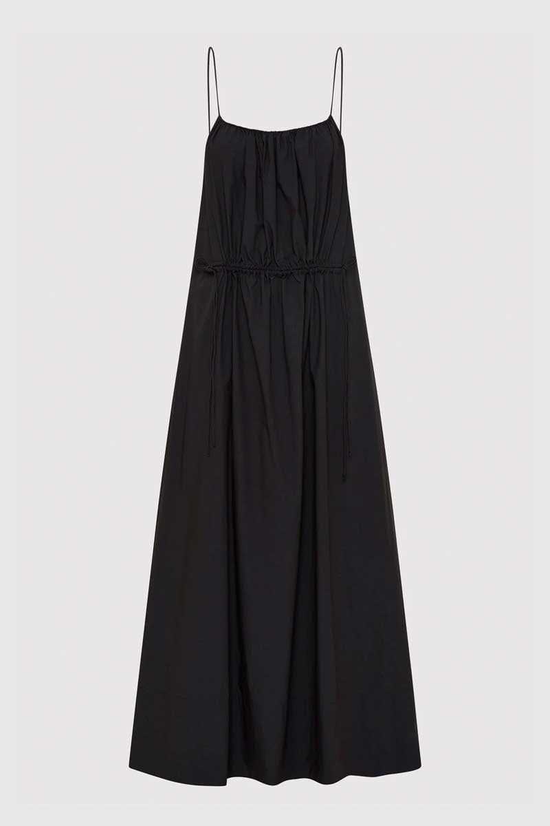 RELAXED DRAWSTRING DRESS-BLACK Dress ST AGNI XS Black