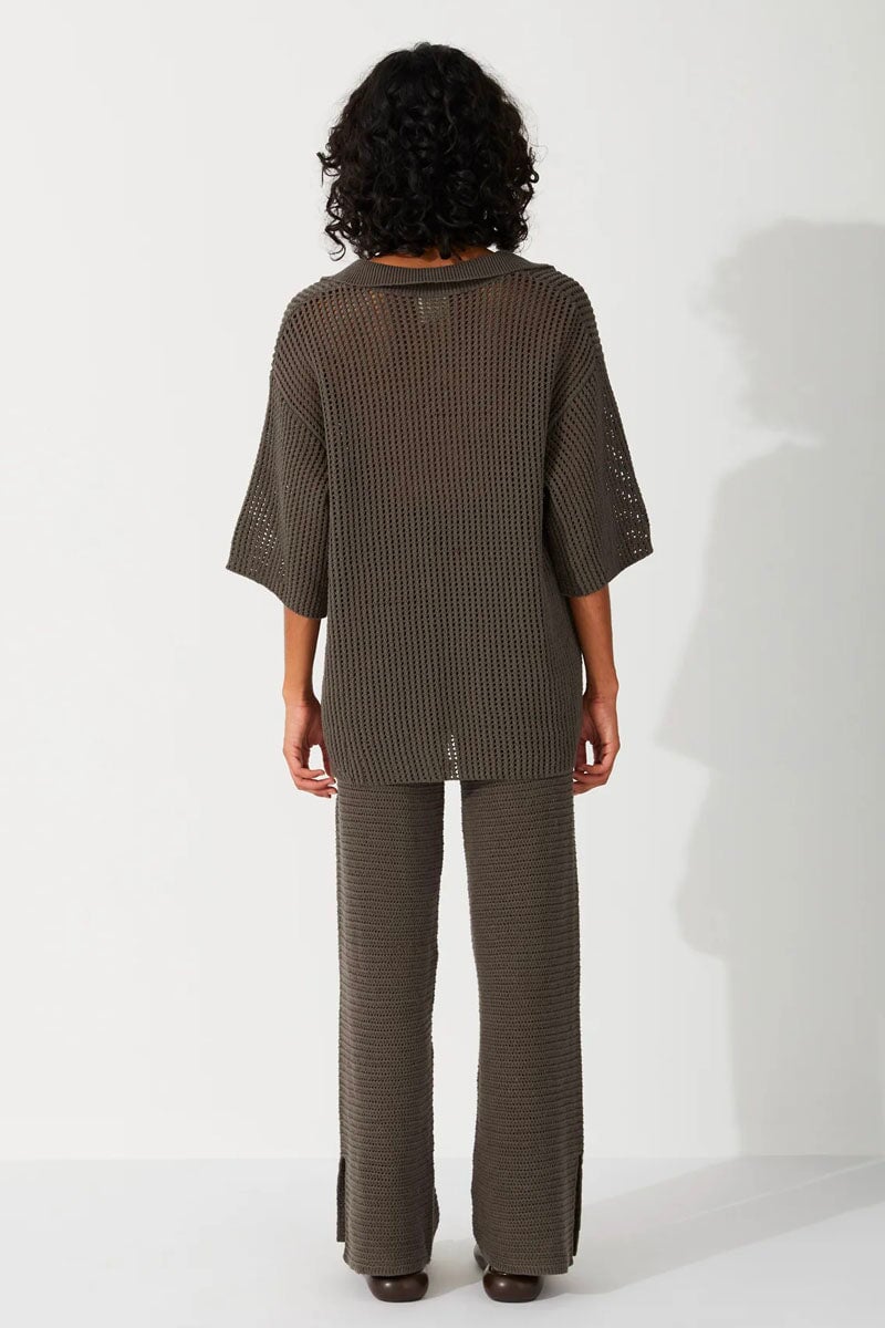 CHARCOAL COTTON CROCHET SHIRT Shirts Zulu and Zephyr