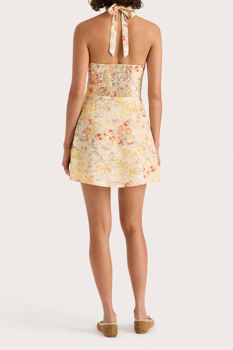 MIRA MINI DRESS-ADELINE FLORAL YELLOW Mini Dress Faithfull the Brand