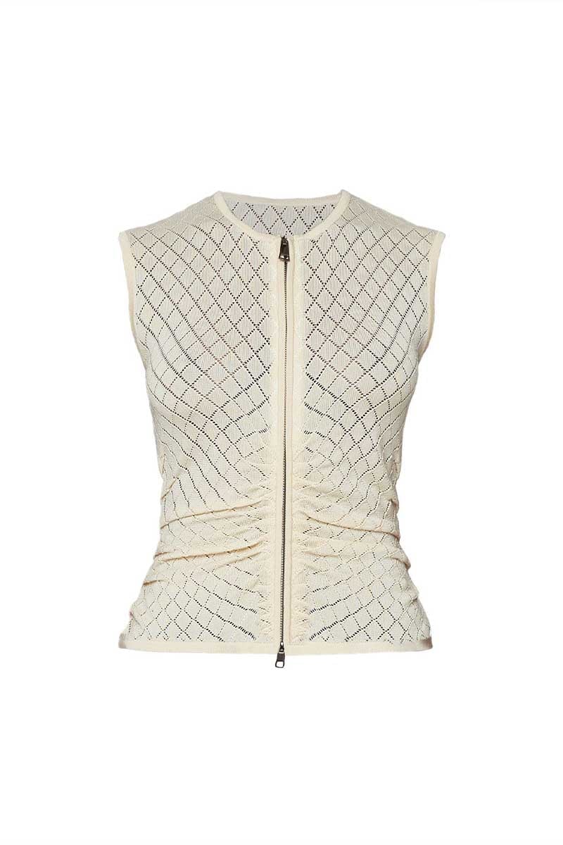 POINTELLE ZIPPER TANK-IVORY Tops Wynn Hamlyn XXS Ivory