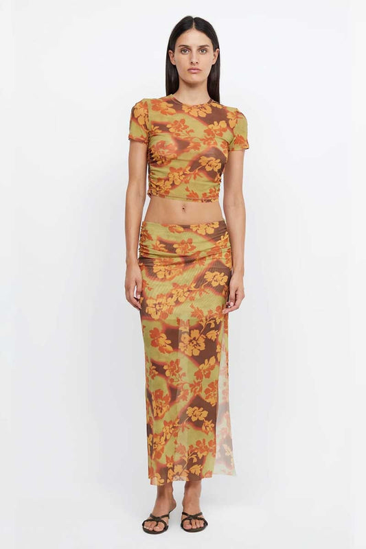 JULIEN CROPPED TEE-HIBISCUS PATCH Tops Bec and Bridge 6 Hibiscus Patch