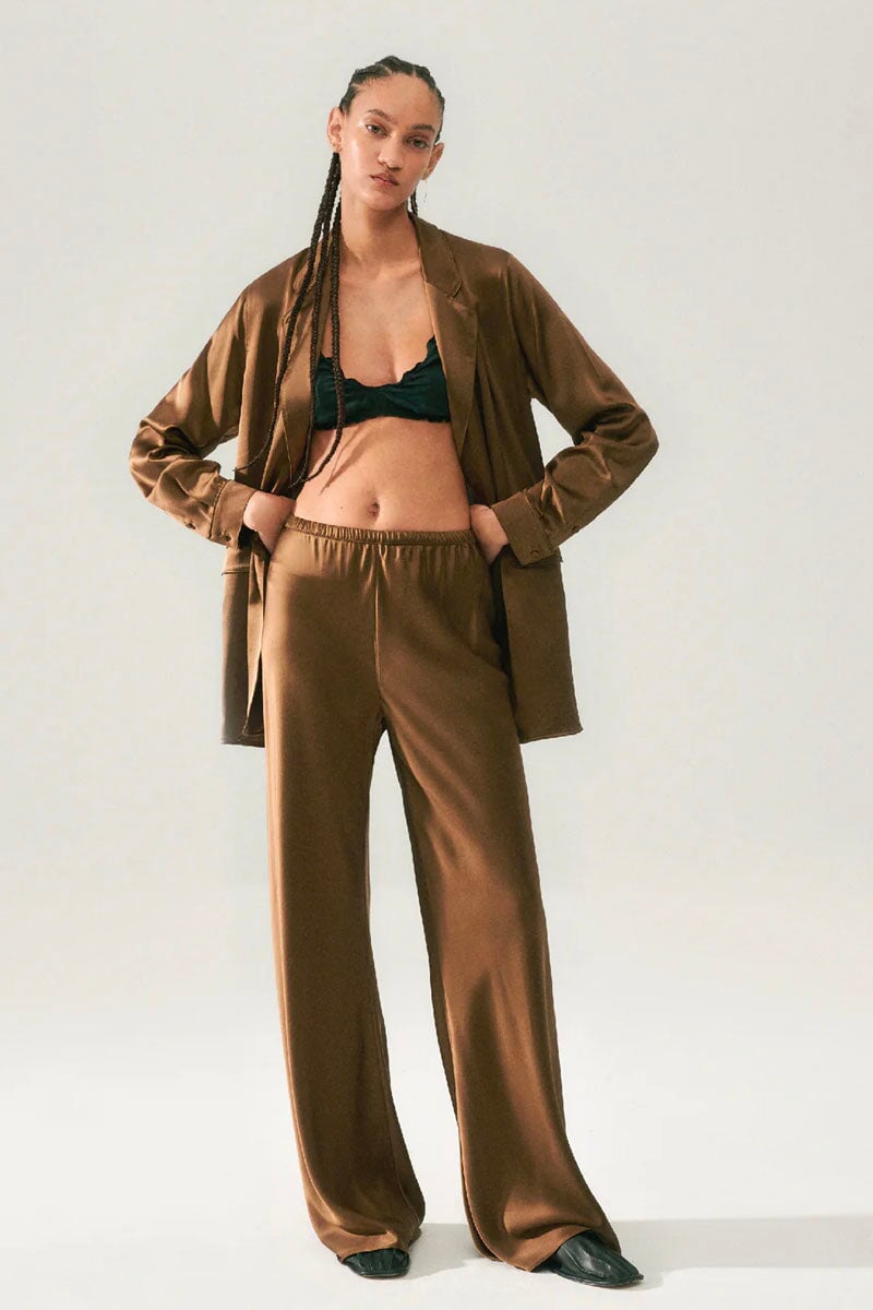 BIAS CUT PANTS-DARK EARTH Pants Silk Laundry