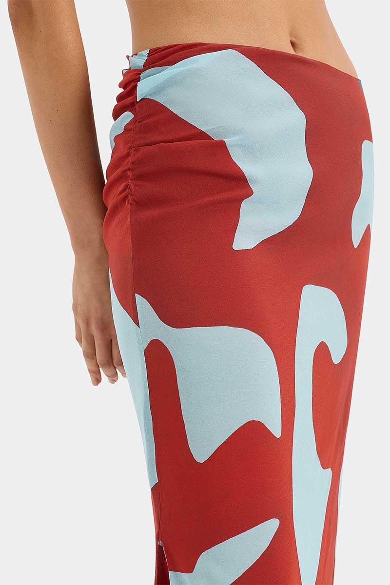 FRANKIE GATHERED MIDI SKIRT-RUBY REFLECTION Skirts SIR.