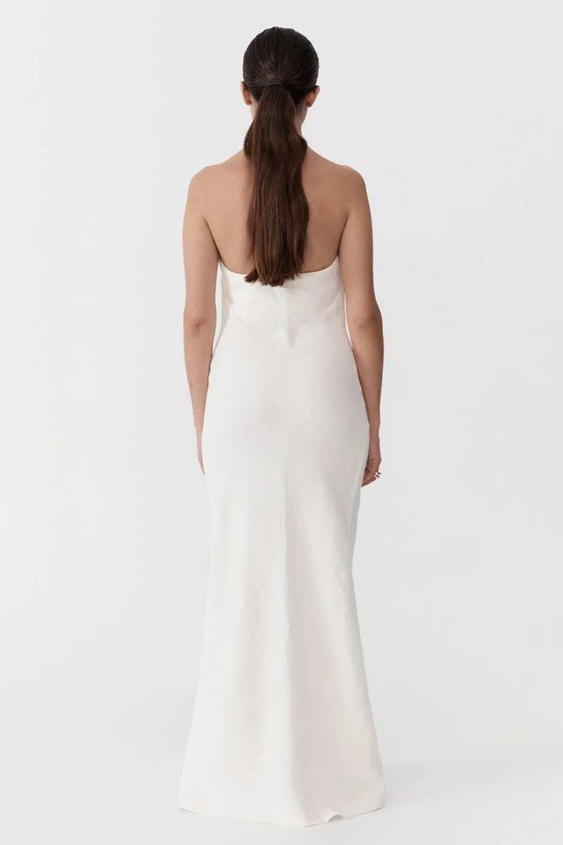 LINEN BIAS MAXI DRESS-IVORY Dress ST AGNI