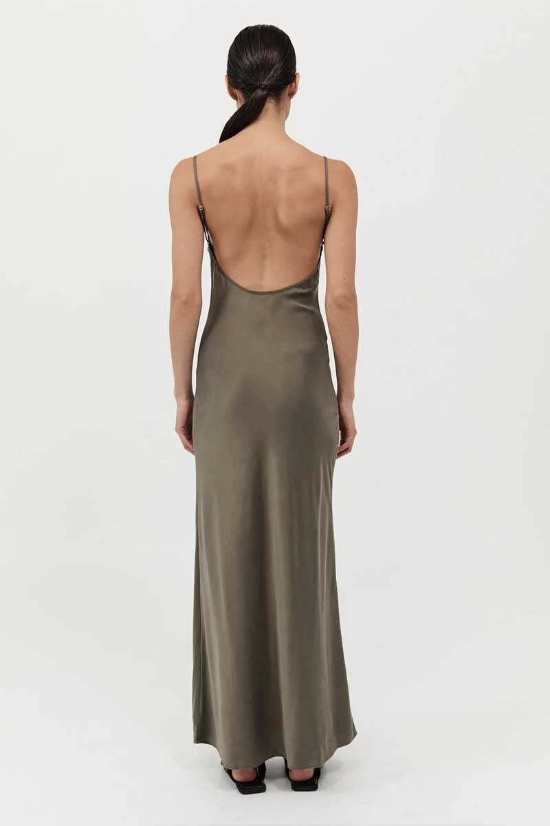 LOW BACK SLIP DRESS-KELP Dress ST AGNI