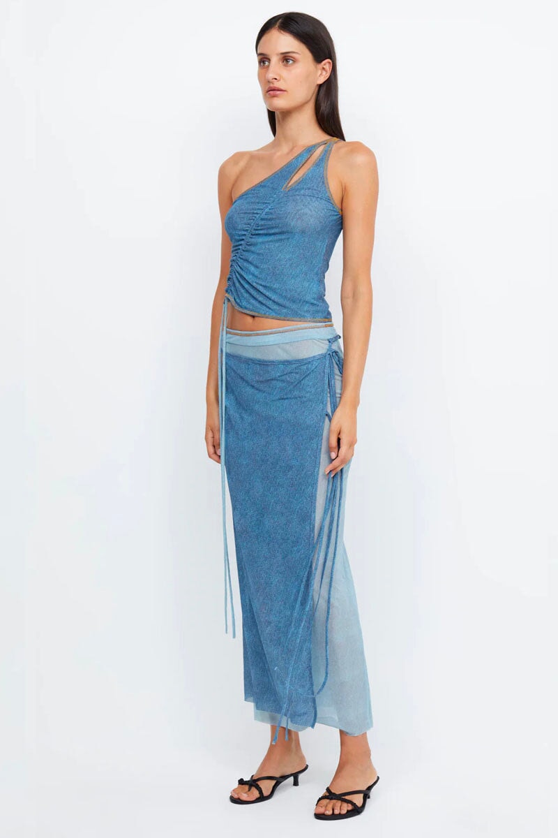 NOLA ASYM TOP-SPLICED DENIM Tops Bec and Bridge