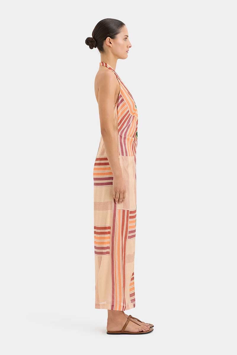 MARISOL TWIST MIDI DRESS-MULTI PATCHWORK STRIPE Dress SIR.