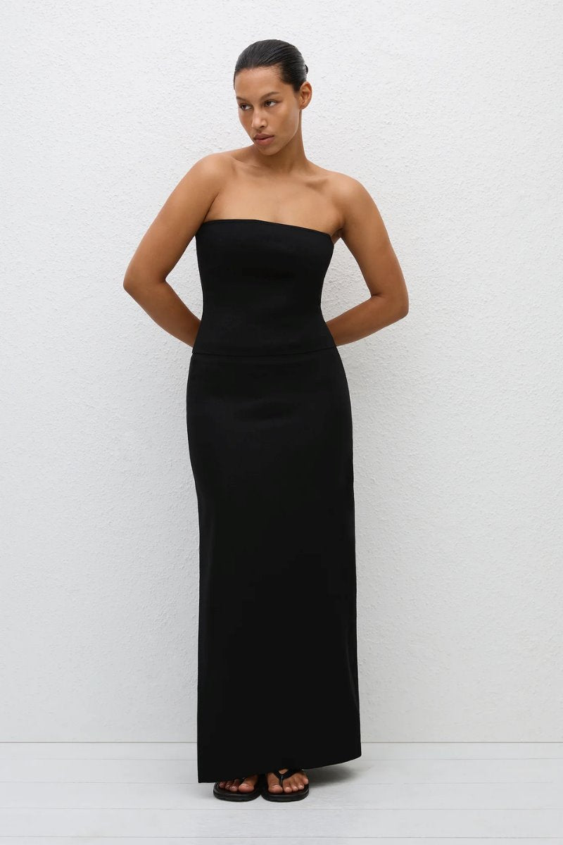 STRAPLESS KNIT TOP-BLACK Knitwear Matteau