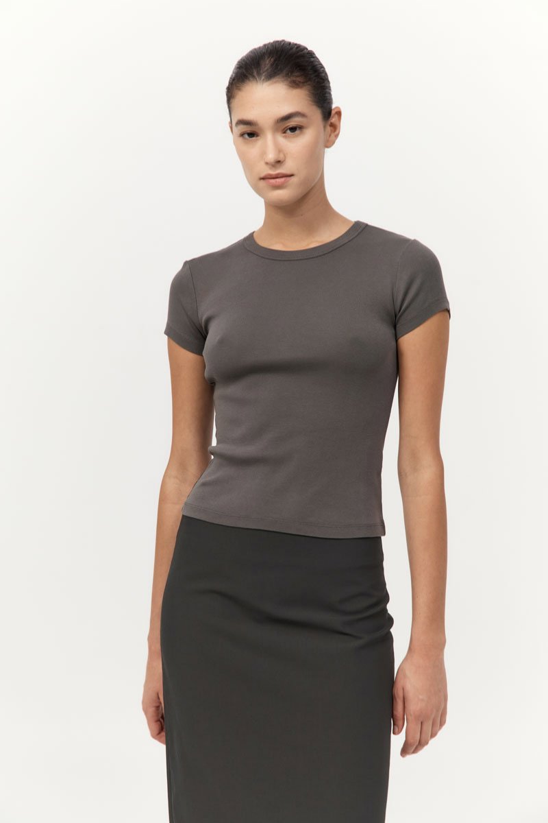 ORGANIC COTTON BABY TEE-KHAKI Tops ST AGNI