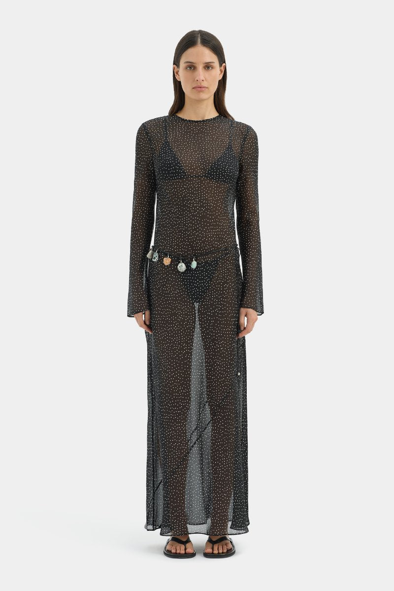 LISANDER LONG SLEEVE DRESS-POLKA DOT NERO Maxi Dress SIR.