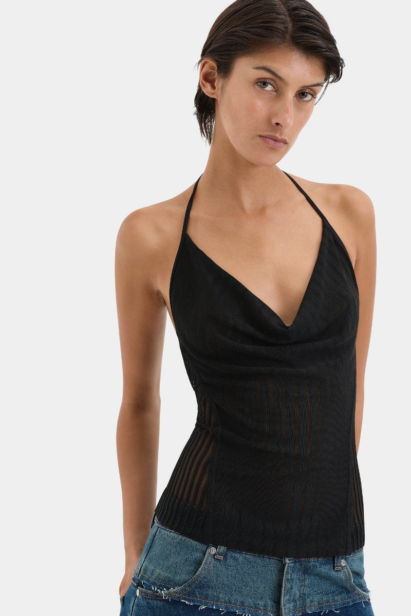 AZARIO HALTER TOP-BLACK Tops SIR.