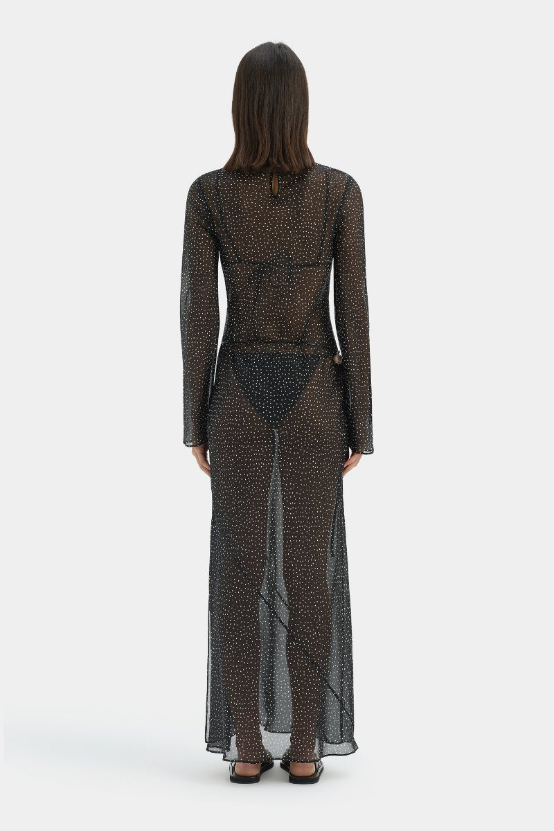 LISANDER LONG SLEEVE DRESS-POLKA DOT NERO Maxi Dress SIR.