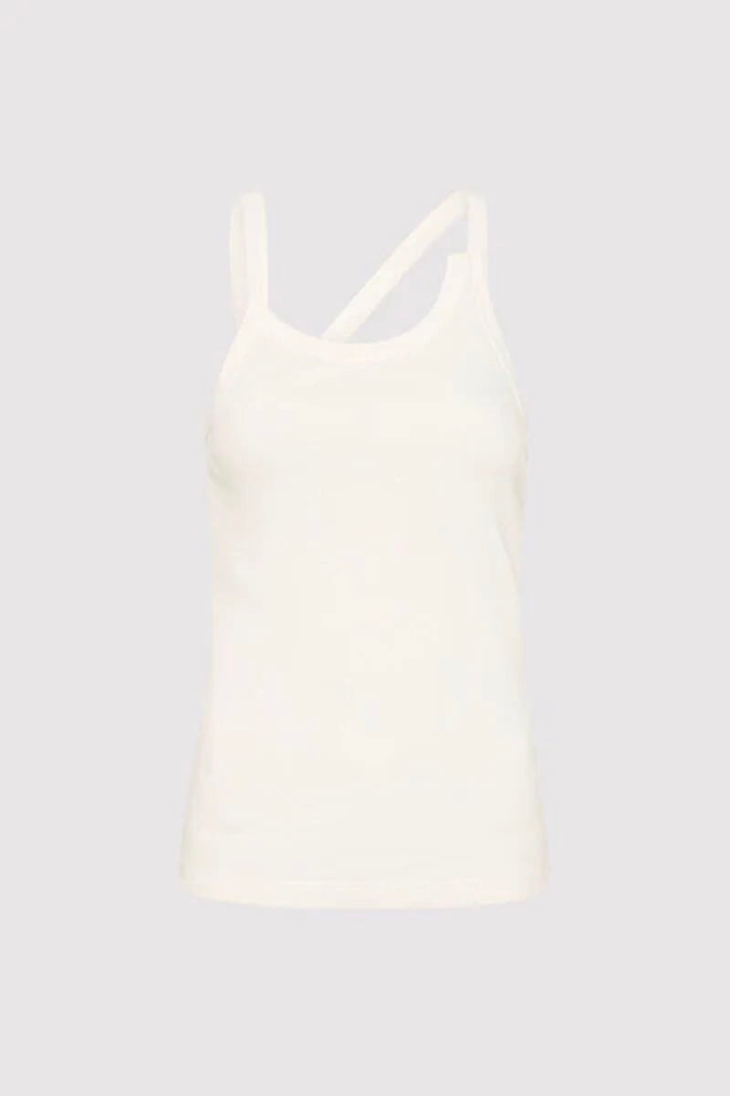 ORGANIC COTTON ABSTRACT SINGLET-WHITE Tops ST AGNI XS White