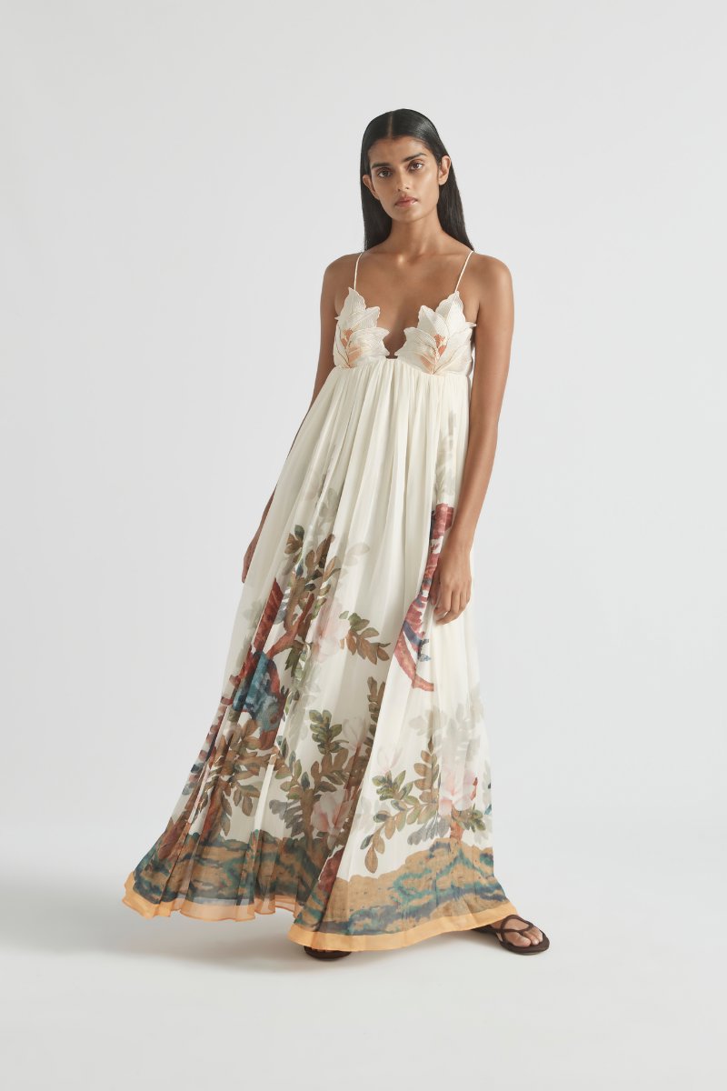 PROMISES FLOWER BUST DRESS-GARDENIA Maxi Dress ANTIPODEAN